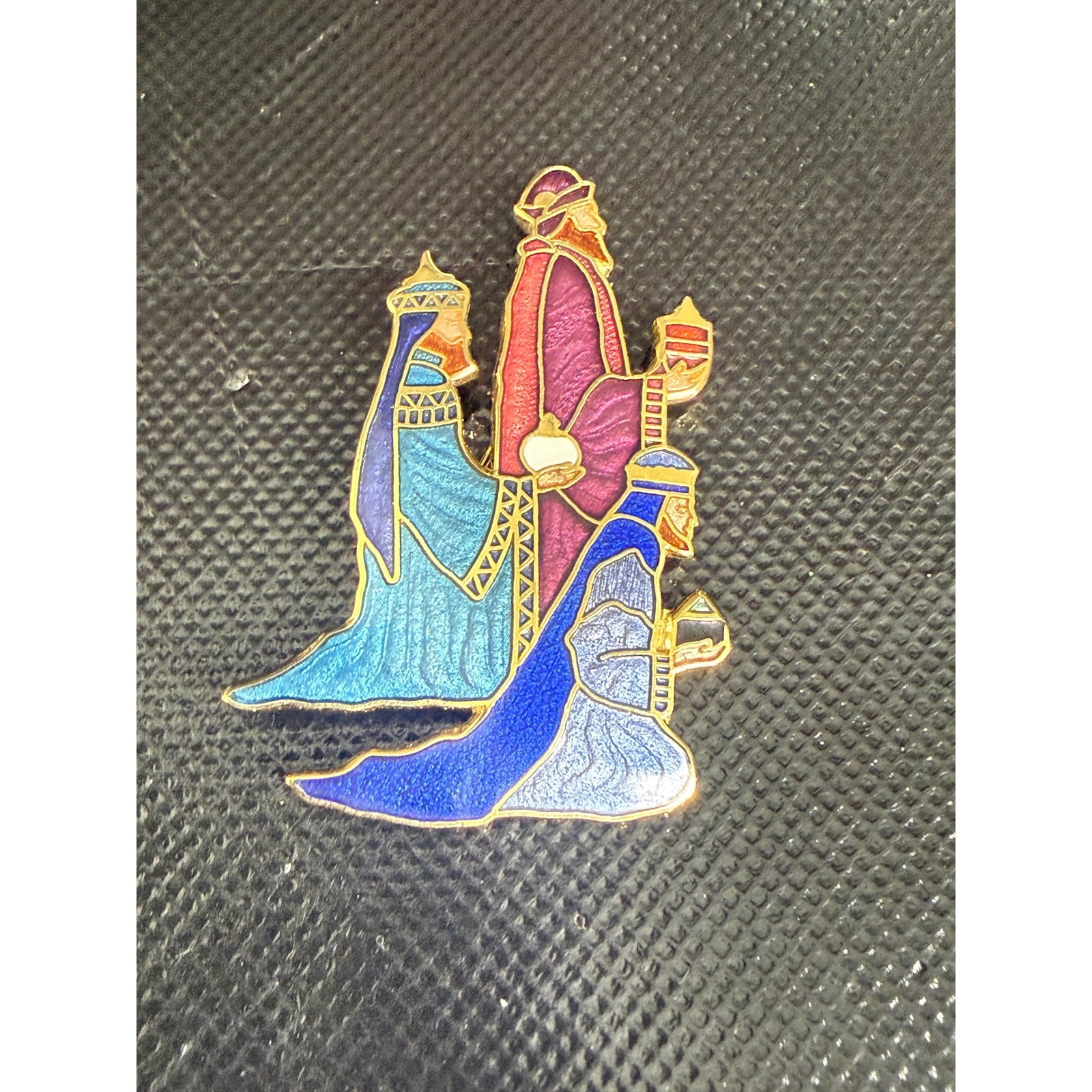 Jj Jonette Jewelry Three Wise Men Enamel Brooch Gold Tone Nativity Christmas Pin